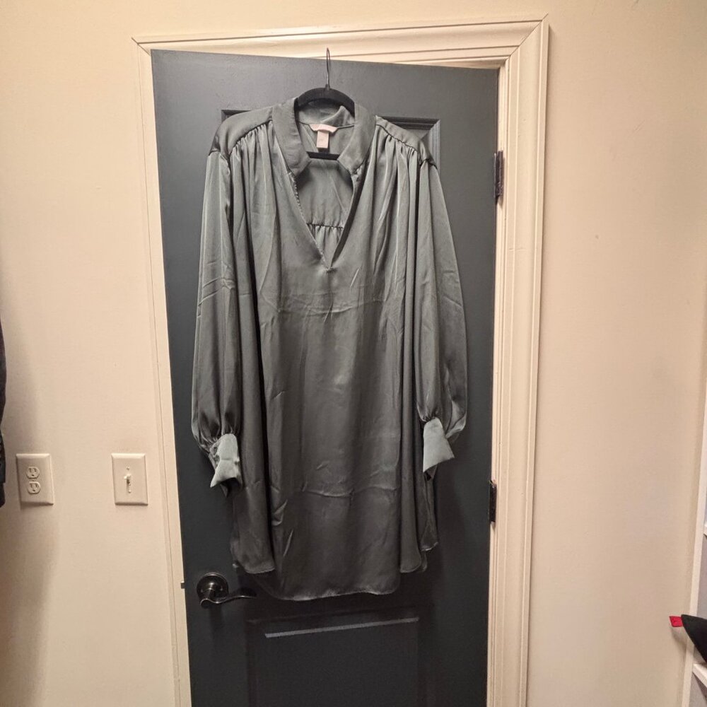 H & M  Satin Tunic Dress Dark Green XXL